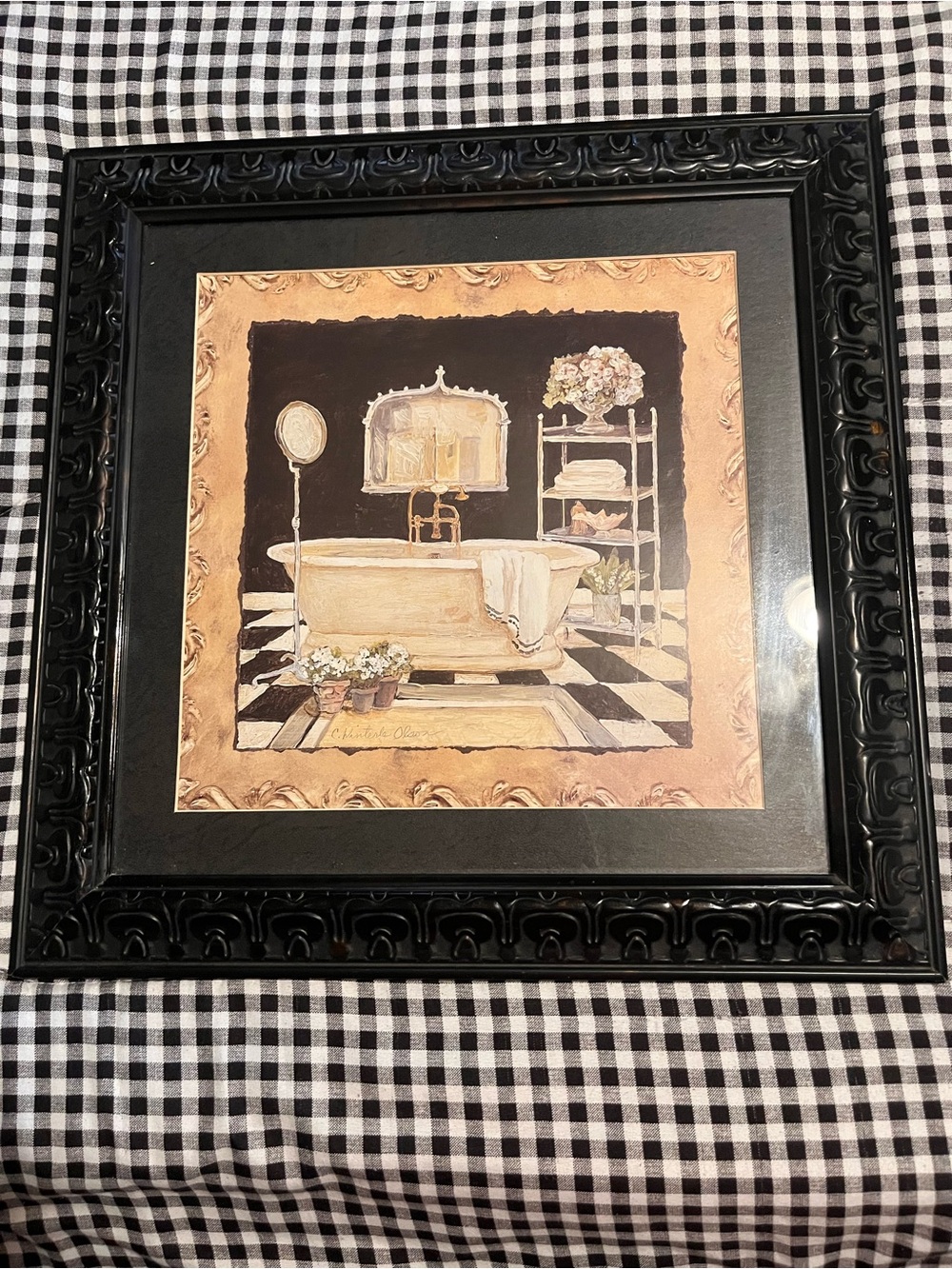 Bed Bath & Beyond White & Brown Mason Bath wall art 17x17